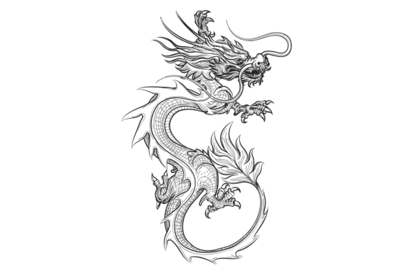 A Chinese Dragon Sketch for Brand Identity and Craft Graphics