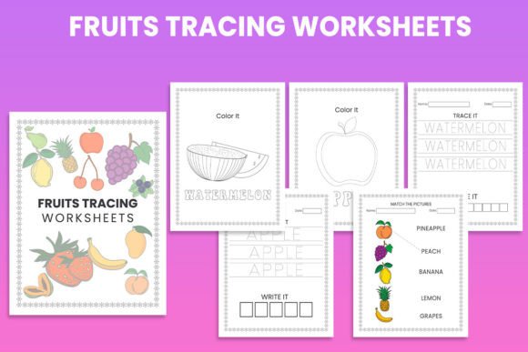 Fruits Tracing Worksheets as a Versatile Graphics & Coloring Pages Asset
