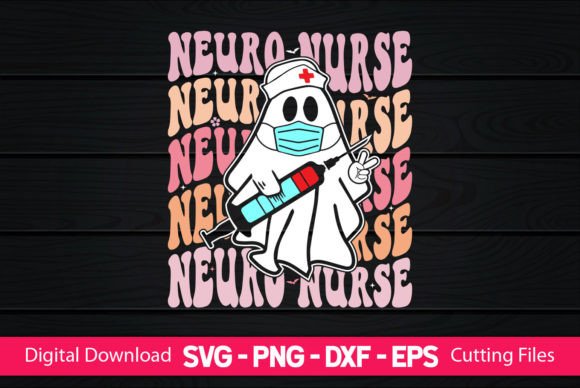 Neuro Nurse Retro Boo Ghost: A Graphics Asset for Crafts
