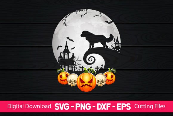 St. Bernard and Moon Halloween: A Graphic Asset for Crafts and Branding